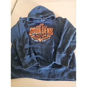Grundens Youth Hoodie Size 14‎ Blue Orange Anchor Fishing Pullover Sweatshirt